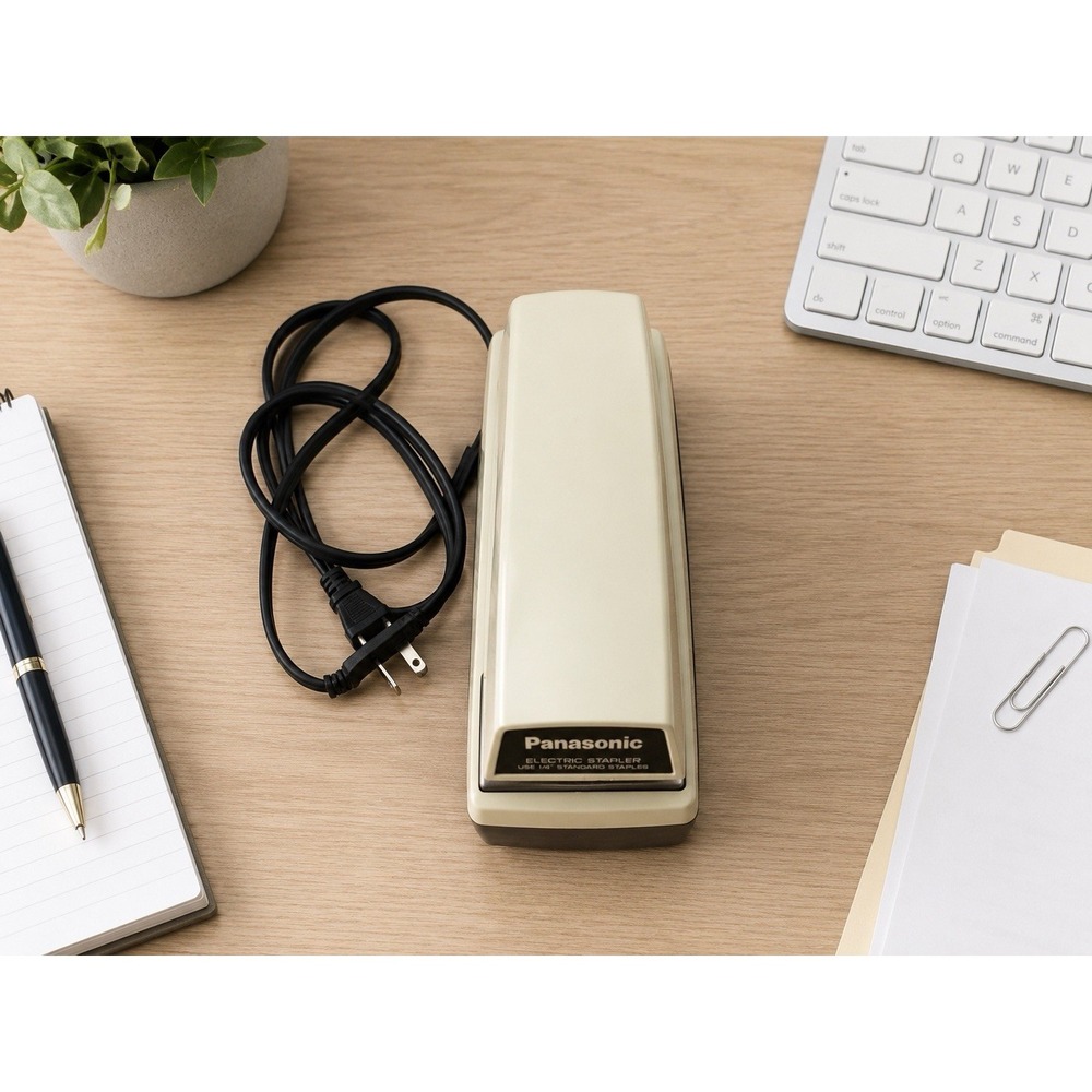 Panasonic AS-300 Electric Stapler Beige Brown Vintage Made in Japan 120V 1/4 in